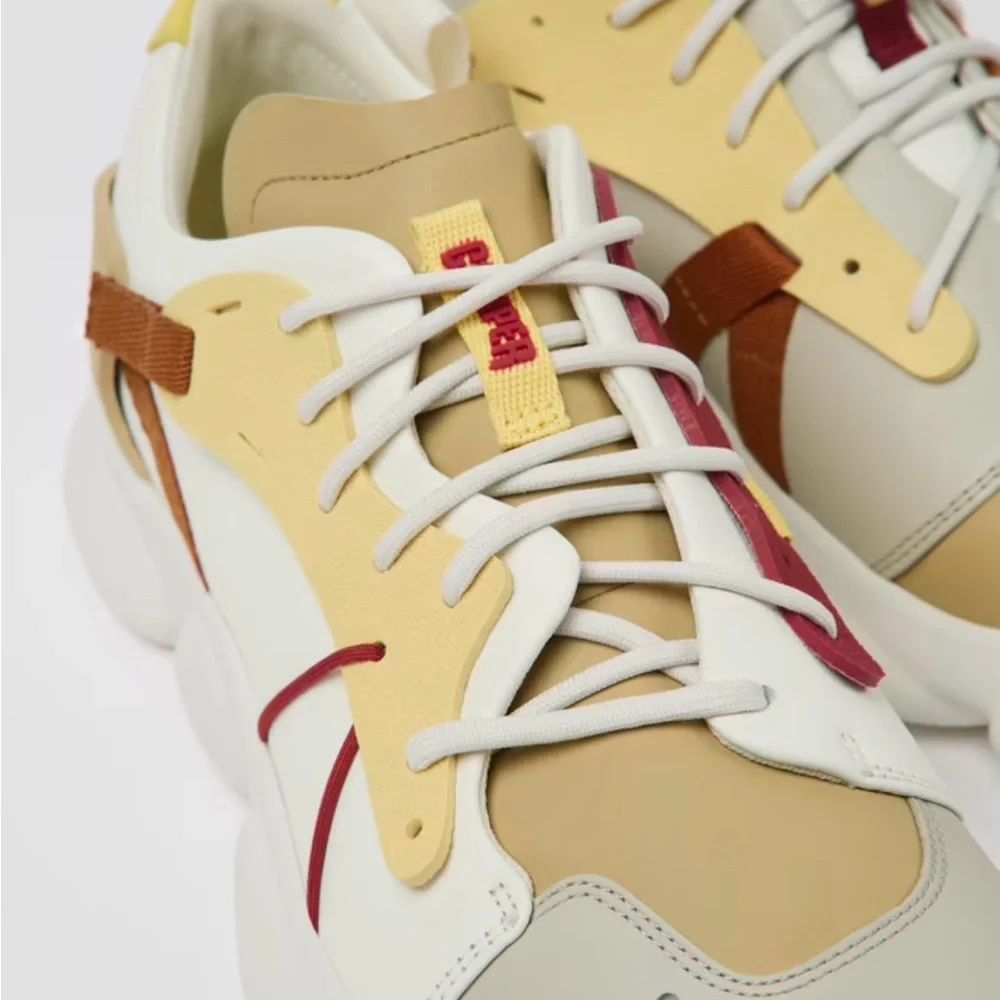 Camper Men's Sneakers in White, Tan, and Yellow